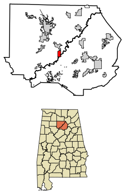 Location of Garden City in Cullman County and Blount County, Alabama.