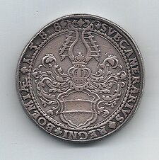 Mince Buriana Trčky z roku 1588 s rodovým znakem