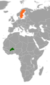 Location map for Burkina Faso and Sweden.