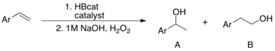 Catalytic hydroboration regioselectivity general scheme