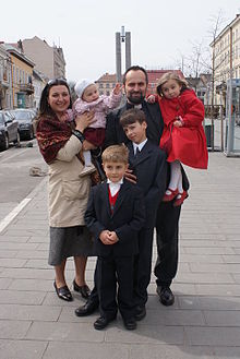 Romanian Eastern Catholic priest from Romania with his family Catholic priest with his Family.jpg