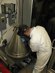 A chamber designed to contain welding fumes for analysis Chamber for Welding Fumes (8743403735).jpg