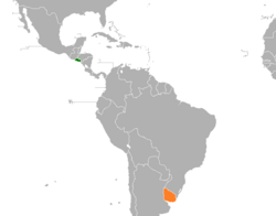 Map indicating locations of El Salvador and Uruguay