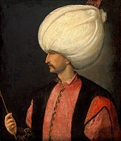 tableau : portrait de profil d'un homme moustachu avec un grand turban blanc