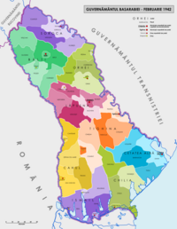 Кілійський повіт на карті губернаторства Бессарабія (внизу у відтінках зеленого)