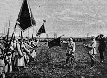 General Jozef Haller swearing for the Polish flag when he was nominated to command the Blue Army Haller and blue army.jpg