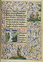 San Bernardo avec le démon enchaîné ; Ms.7, folio 72