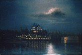 Keewaydin Mansion in Moonlight .. circa 1895, T. Gegoux, pastel crayon on paper, 27 ins x 40 ins, exhibited at Keewaydin State Park, Alexandria Bay, New York