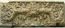 9th-century Khmer lintel Linteau Musee Guimet 1097 01.jpg