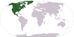 World map showing North America