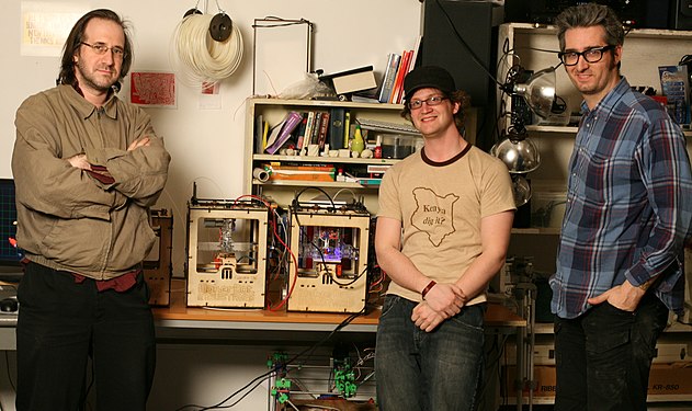 Makerbot founders with Makerbot CupCake prototype in 2009.