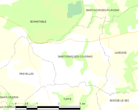 Mapa obce Saint-Denis-des-Coudrais