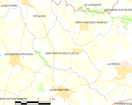 Mapa obce Saint-Martin-des-Tilleuls