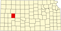map of Kansas highlighting Lane County
