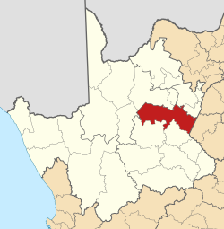 Kaart van Suid-Afrika wat Siyancuma in Noord-Kaap aandui