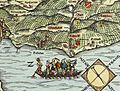 Wappen auf Jos Murers Kantonskarte von 1566 mit falsch eingezeichnetem roten Balken
