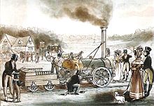 Crowd standing around a steam locomotive