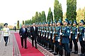 The regimental guard of honour during an inspection by President Ilham Aliyev in Almaty.