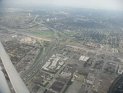 Interchange for Highway 400 and Highway 401, Pelmo Park – Humberlea is to the right