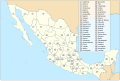 The map that indicates the location of the Aguascalientes Department (it is numbered as "21").