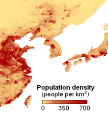 A map of population density around the Yellow Sea in East Asia (1994) PopulationDensityYellowSea.png
