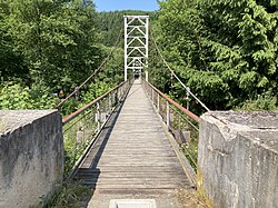 Most přes Sázavu pod železniční zastávkou Samopše (červen 2023)