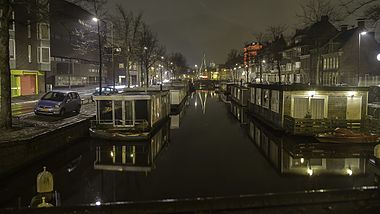 Schuitendiep vanaf de Sint Jansbrug bij avond