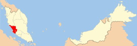 सलांगोरचे मलेशिया देशाच्या नकाशातील स्थान