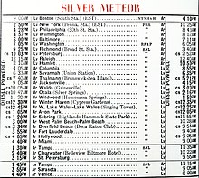 Silver Meteor 1961 SAL timetable Silver Meteor schedule(1961).jpg