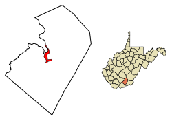 Location of Hinton in Summers County, West Virginia.