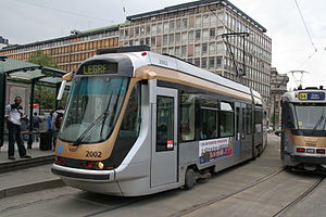 A Bombardier T2000 tram at Louise/Louize tram stop
