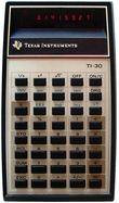 The TI-30 scientific calculator, introduced for under US$25 in 1976 TI-30 LED.png
