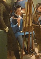 Leprince and Lepoittevin, The Artist's Studio (detail: presumed self-portrait of Lepoittevin[43]), 1827, Chazen Museum of Art, Madison