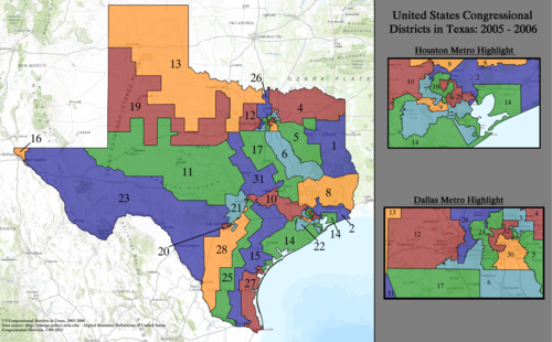 Округа Конгресса США в Техасе, 2005–2006 гг.