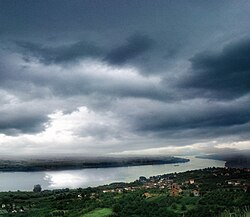 Aerial view on Vinča and the Danube