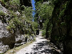 La voie sarde entre les deux grottes.