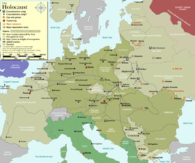 Map of Holocaust sites, with the Drancy camp and routes by Paris WW2-Holocaust-Europe.png