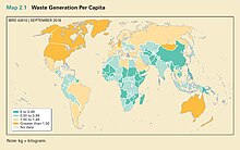 Waste generation, measured in kilograms per person per day Waste generation per day per capita, September 2018.jpg