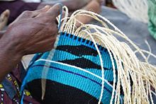 Basket-weaving, one of the traditional skills of the Kamba. Weaving of baskets.jpg