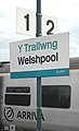 A station sign in Welsh and English