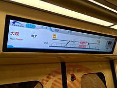 7號綫列車LCD屏幕的顯示車廂與月台相對位置模式