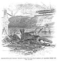 July 20, 1861, p.455; Harper's Weekly News Illustration: Camel back locomotive which had been left on the north end of the Winchester & Potomac Railroad. This locomotive was tossed in the river in June of 1861, "MYTH"ically during the Great Train Raid of 1861. The Northern newspaper reporter intentionally created this fake woodcut, to abet a story that John D. Imboden "made up" years later.