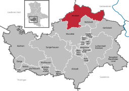 Läget för staden Arnstein i Landkreis Mansfeld-Südharz