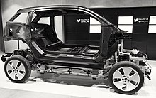 The chassis of the i3 consists of the CFRP "Life Module" mated to an aluminum "Drive Module" BMW i3 Chassis.jpg