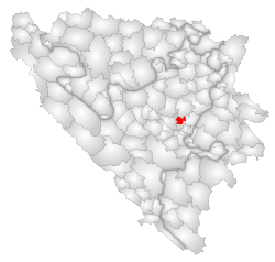 Location of Breza within Bosnia and Herzegovina.