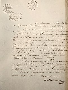 Offre de soumission de César de Lapanousse (27 mars 1826).