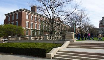 Lattimore Hall on the main quadrangle Campus view at the University of Rochester.jpg