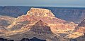 Chuar Butte illuminated, with Temple Butte below