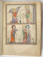 Annunciation and Visitation, folio 1r