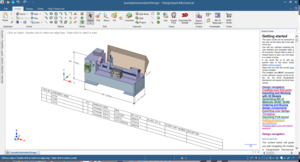 DesignSpark Mechanical 4.0 zobrazující ukázkový automatizační projekt.